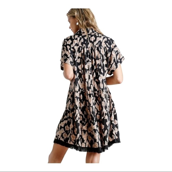 CLEARANCE PRICED Umgee Women’s Print Tiered Frayed Hem Dress Closing Closet - Picture 2 of 7